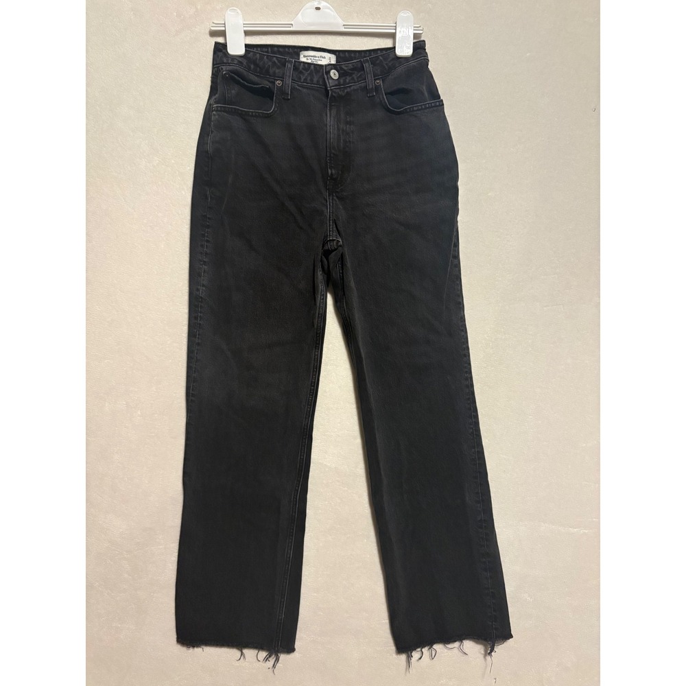 Abercrombie & Fitch Curve Love 90s Relaxed Jean High Rise Black 27 4R Raw Hem